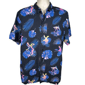 Dutch Bros Coffee Hawaiian Shirt Unisex L Black Employee Crew Tropical Retro